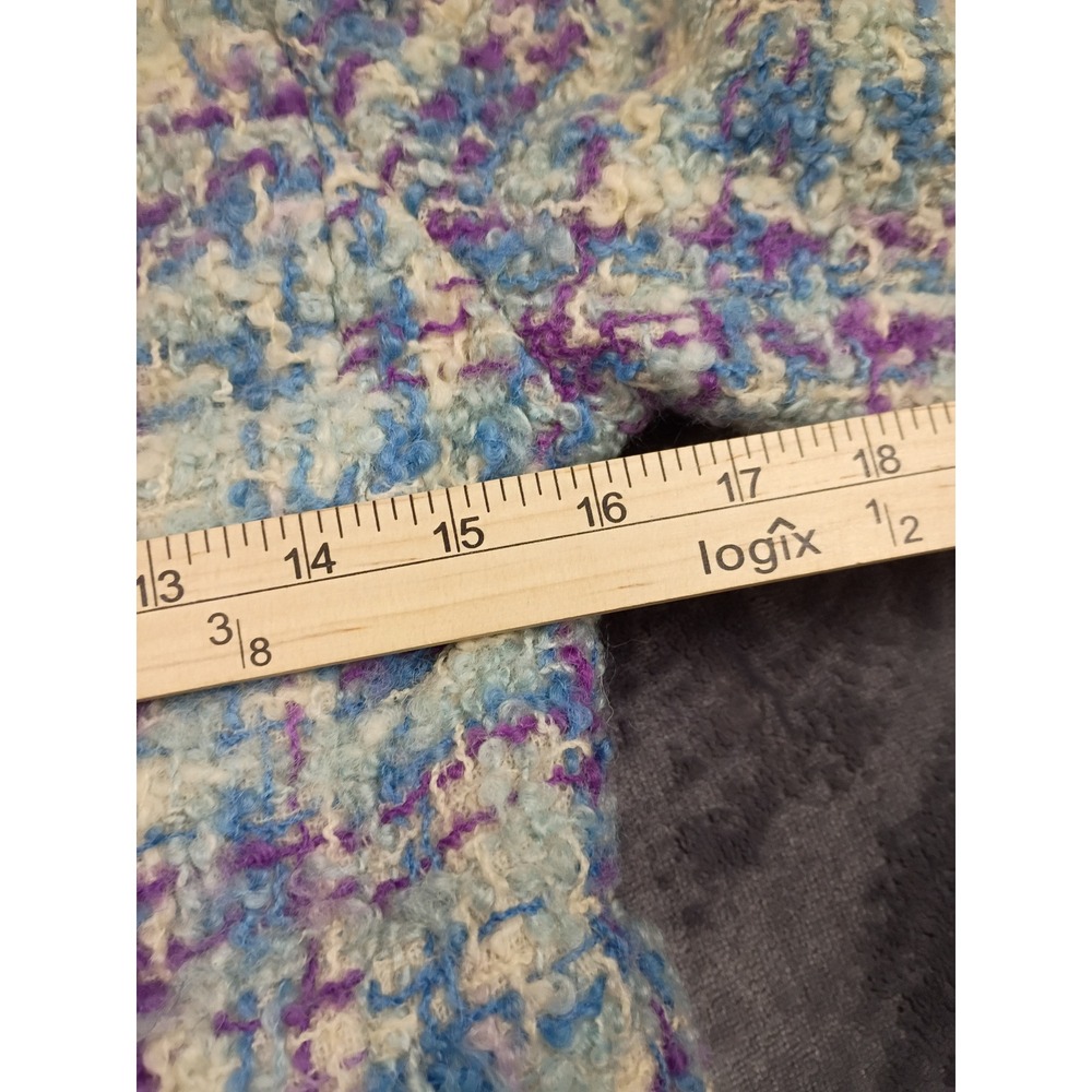 Gus Mayer Tweed Coat Womens Vintage Purple Blue Plaid Mod Longline Funnel Neck - Picture 5 of 12
